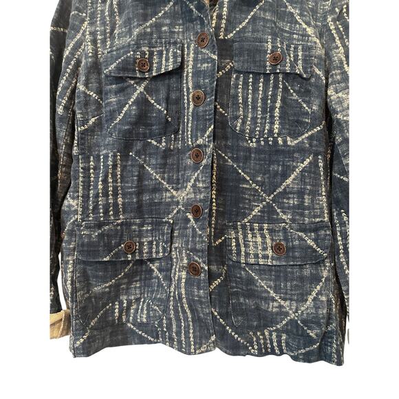 LRL Lauren Ralph Lauren Shacket Denim Jacket Size Large Blue Linen Cotton Blend - Picture 3 of 10